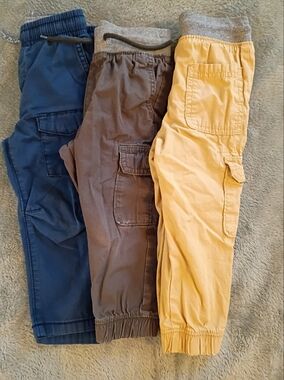 Set Of 3 Toddler Elastic Waist Cargo Pants